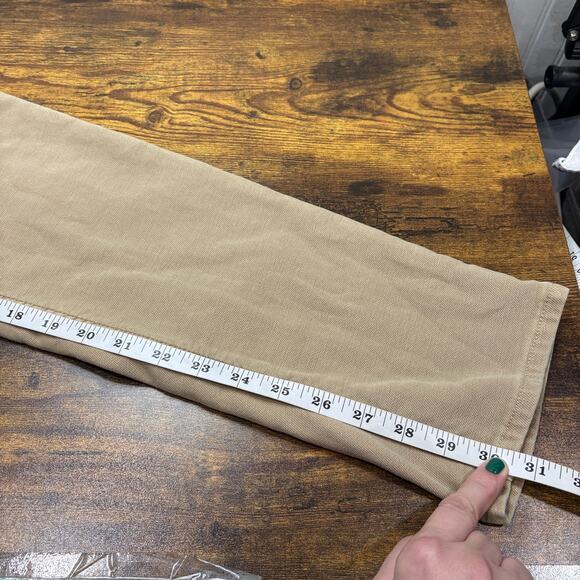 Faherty Mens Size 31 Jeans Stretch Terry 5 Pocket Pant Khaki Tan Slim Straight - Picture 6 of 16